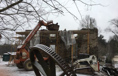 cherry picker at construction site
